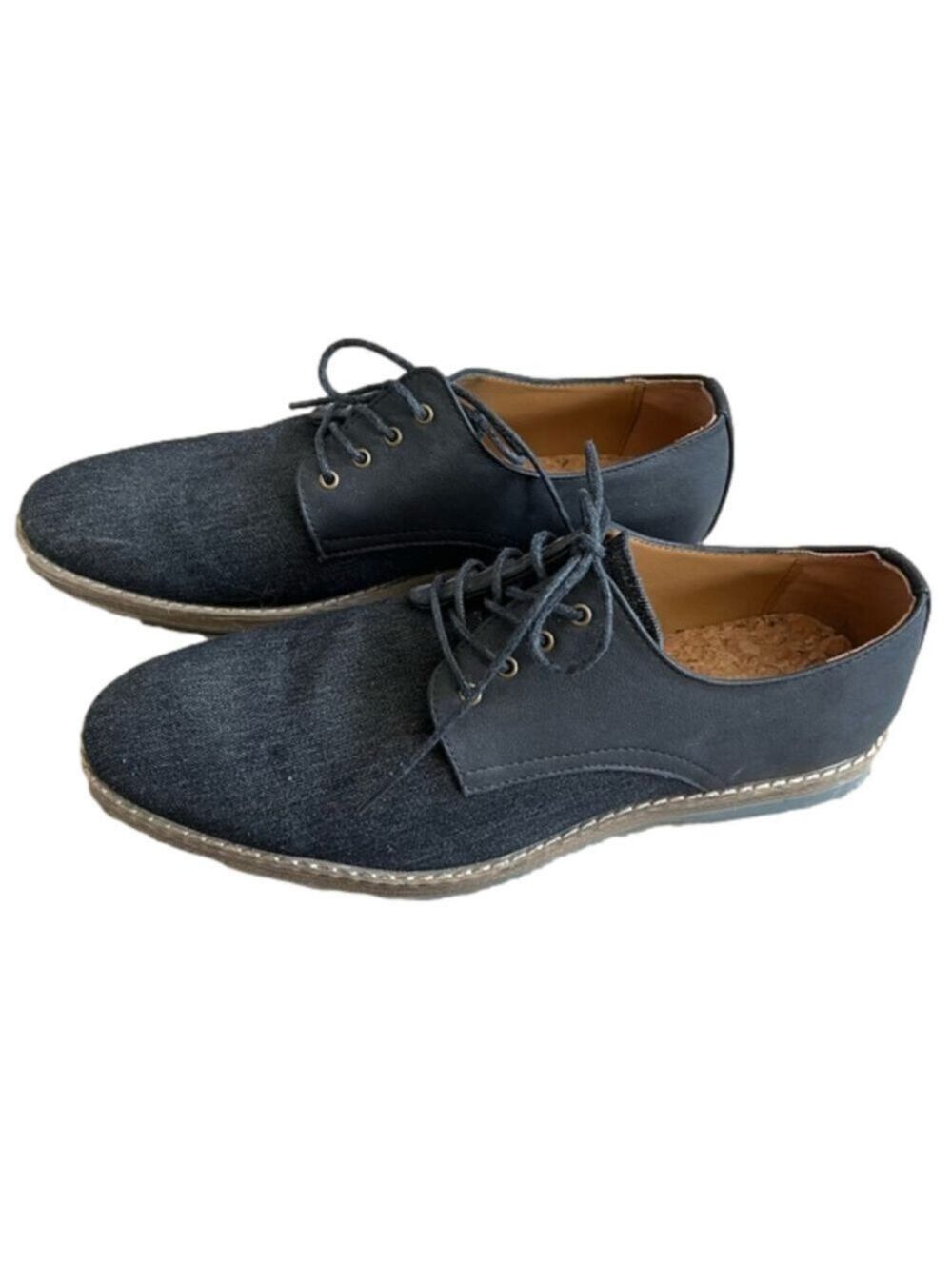 Near New CALL IT SPRING Dark Denim and Vegan Nubuck Lace Up Oxfords, Men’s 8